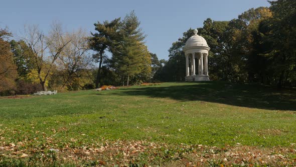 Early autumn in Romanian city of Craiova 3840X2160 UltraHD tilting   footage - Public park hill with