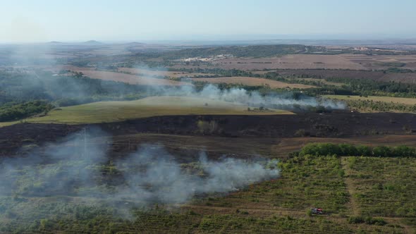 Aerial View Of Fire In Nature