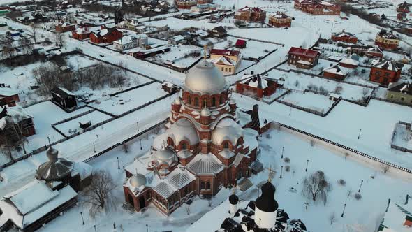 Nice Flight Two Different Orthodox Churches at Sunset