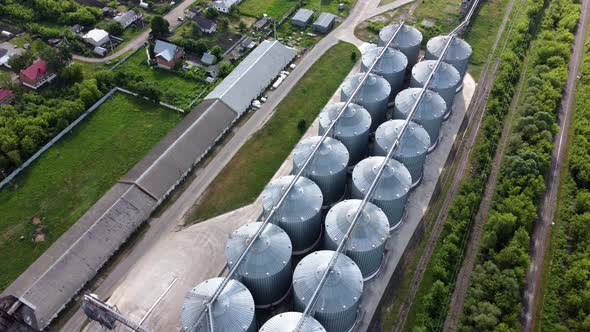 Modern Grain Silo Elevator View From a Height and From Different Angles