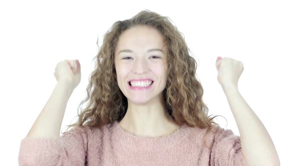 Success, Woman Cheering and Celebrating Successful