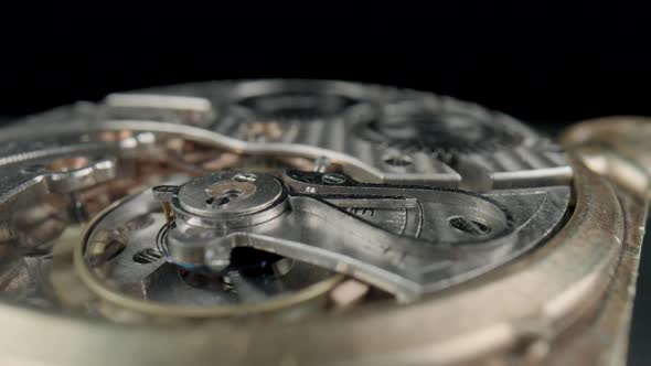 Macro Shot of the Internal Parts of Antique Pocket Watch