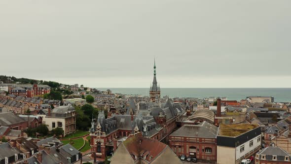 European City with Traditional Houses Located on the Banks of English Channel