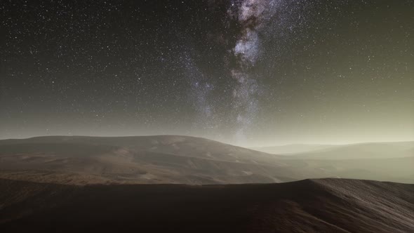 Amazing Milky Way Over the Dunes Erg Chebbi in the Sahara Desert