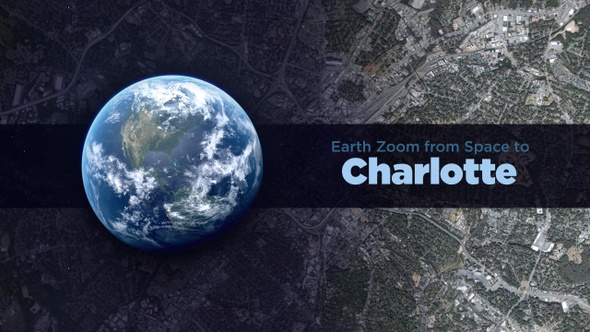 Charlotte (North Carolina, USA) Earth Zoom to the City from Space