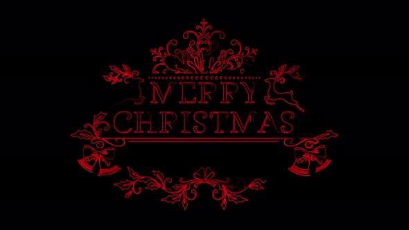 Christmas signboard animation motion neon lines. 4K beautiful text Merry Christmas on the eve