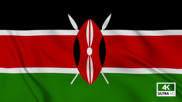 Kenya Flag Waving Slowly Looped