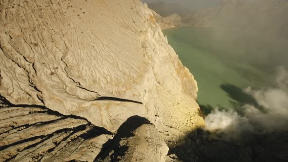 Volcanic Crater Where Sulfur Is Mined