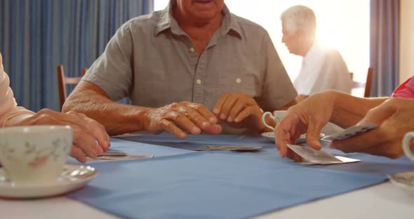 Senior friends playing cards