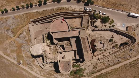 Aerial View of Don Quixote Windmills. Molino Rucio Consuegra in the Center of Spain