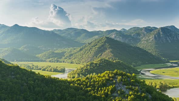 Skadar Lake River Curved on Valley, Virpazar National Park, Montenegro