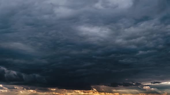 Majestic Amazing Time Lapse of Storm Cumulus Clouds Moves in the Sky at Sunset