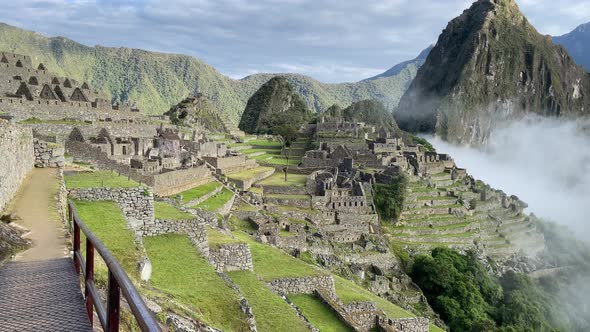 Picture Card View of Old Ancient Inca Indian Town Machu Picchu Amateur Photography Mobile Phone