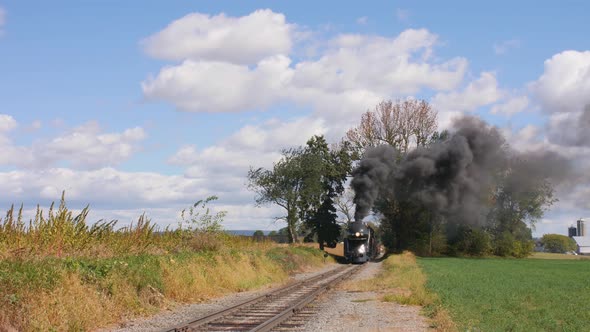 Head on View of an Antique Steam Engine 