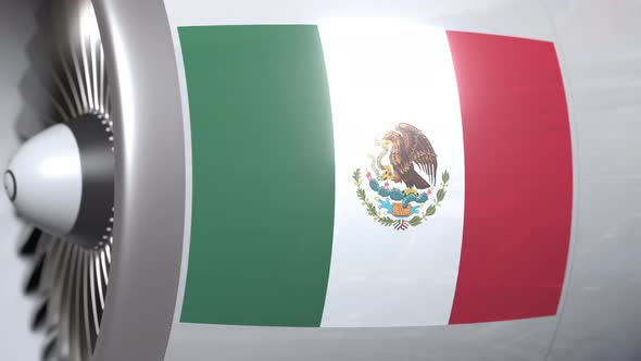 Airplane Turbine with Flag of Mexico