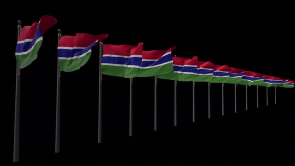 Row Of Gambia Flags With Alpha 2K