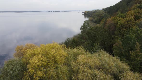 Aerial View of the Dnipro River - the Main River of Ukraine