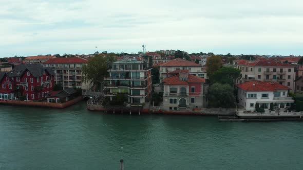 Aerial View of the Lido De Venezia Island in Venice Italy