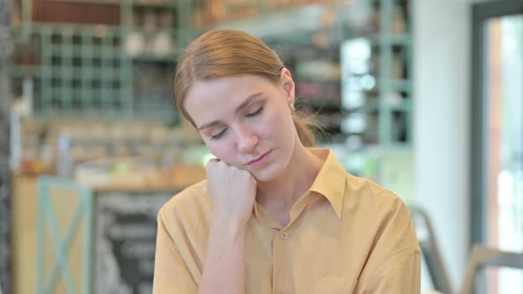 Portrait of Sleeping Young Woman Taking Nap 