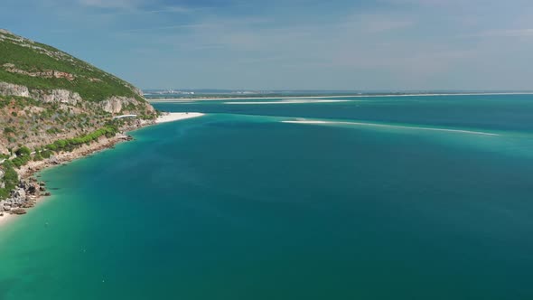 Aerial View of the Pretty Beach with Its Enticing Clean Water