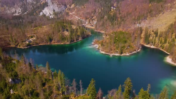 Beautiful view on an Lake in the Mountains Drone Video