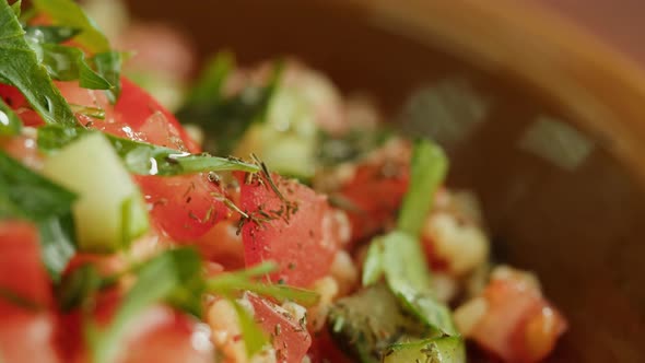 Tabbouleh Vegetable Salad Closeup Middle Eastern National Traditional Food