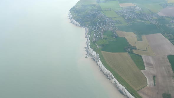 Picturesque View From Above Of The White Cliffs Of Dover In Kent, England. aerial