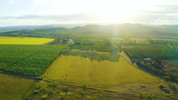 Aerial, Gorgeous View On Tablelands And Plantations  In Queensland, Australia