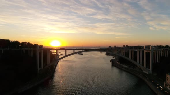 Arrábida Bridge at Sunset Porto Portugal