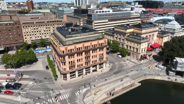 Aerial View of the Stockholm Old Town  Gamla Stan Cityscape Near the City Hall Top