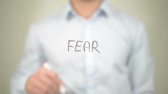 No Fear, Businessman Writing on Transparent Screen