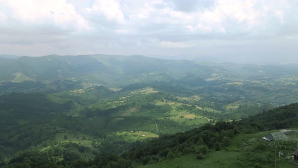 Aerial Panoramic View of Carpathian Mountains in Ukraine