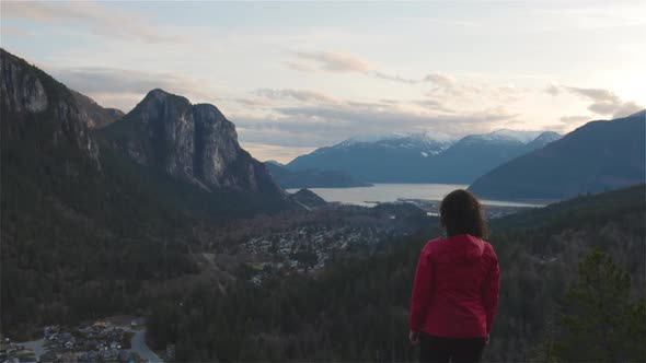 Adventure Woman Hiking on the Canadian Mountains