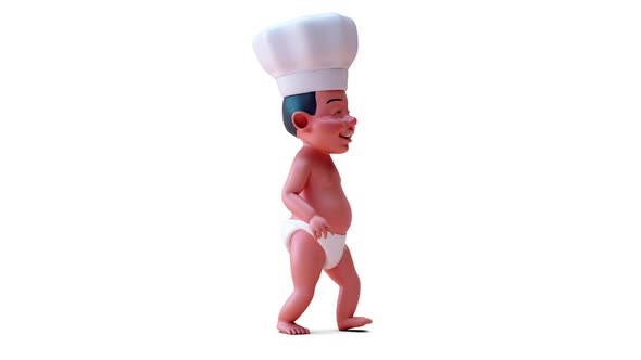 Fun 3D cartoon of a baby chef