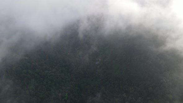 Aerial morning foggy cloud