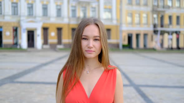 Portrait young attractive smile woman