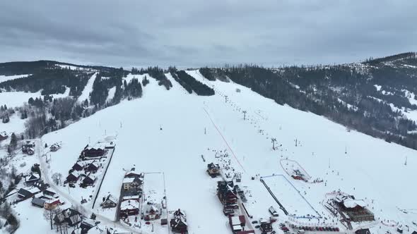 Aerial view of the ski resort in the village of Zdiar in Slovakia