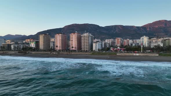 View of the city of Alanya aerial view 4 K