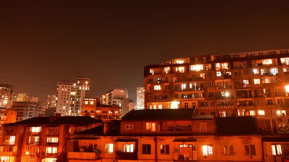 Real Estate Buildings At Night Timelapse