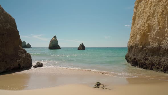 Moving Forward Stabilized at Sea with Waves Beach Prainha for European Tourists in Summer