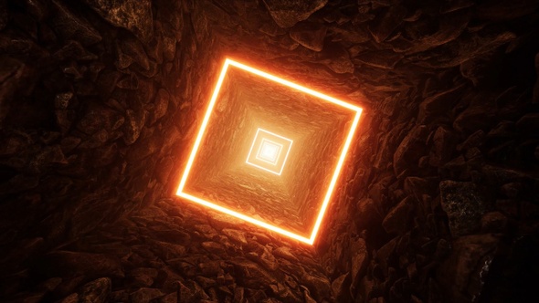 Glow Square Light Stone Cave Tunnel VJ Loop