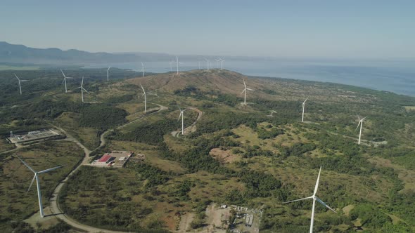 Solar Farm with Windmills. Philippines, Luzon