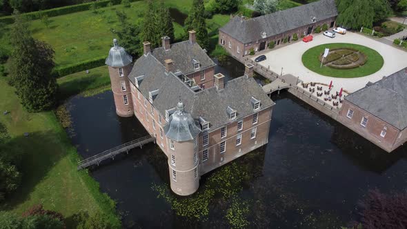 Castle Slangenburg in the Achterhoek, Gelderland, the Netherlands, Aerial