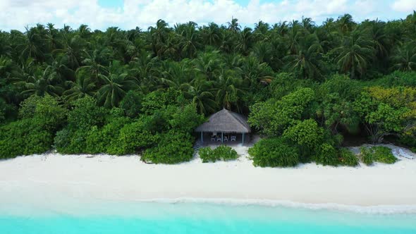 Aerial abstract of idyllic sea view beach wildlife by transparent sea and white sand background of a