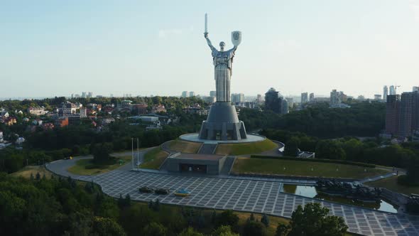 Aerial View of the Mother Motherland Monument in Kiev