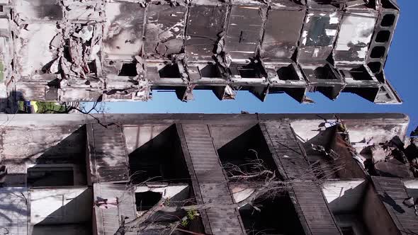 Vertical Video of a Bombedout House in Borodyanka Ukraine