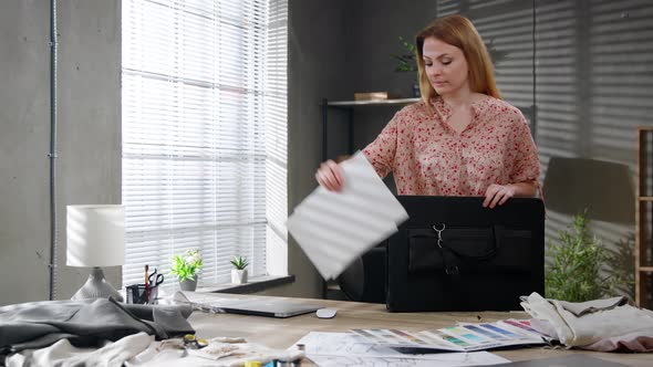 Young Woman Designer Starts Working Day in Modern Office