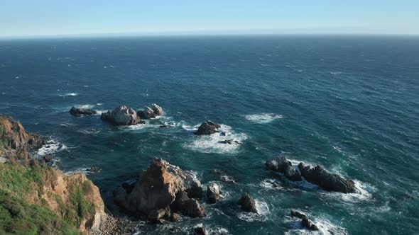 Aerial View of the Beautiful Coast of the USA, California,  Cinematic Seascape