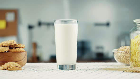 Milk in Glass Cup Closeup