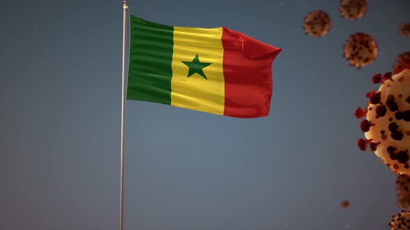 Senegal Flag With Corona Virus Attack 4K alt